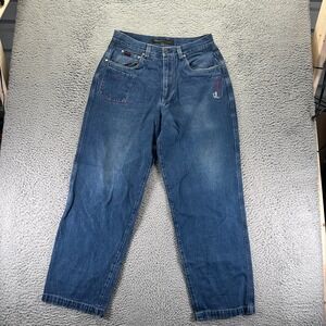 Vintage FUBU Circle R Jeans 34x32 Mens Blue Cotton Denim Straight Baggy Workwear